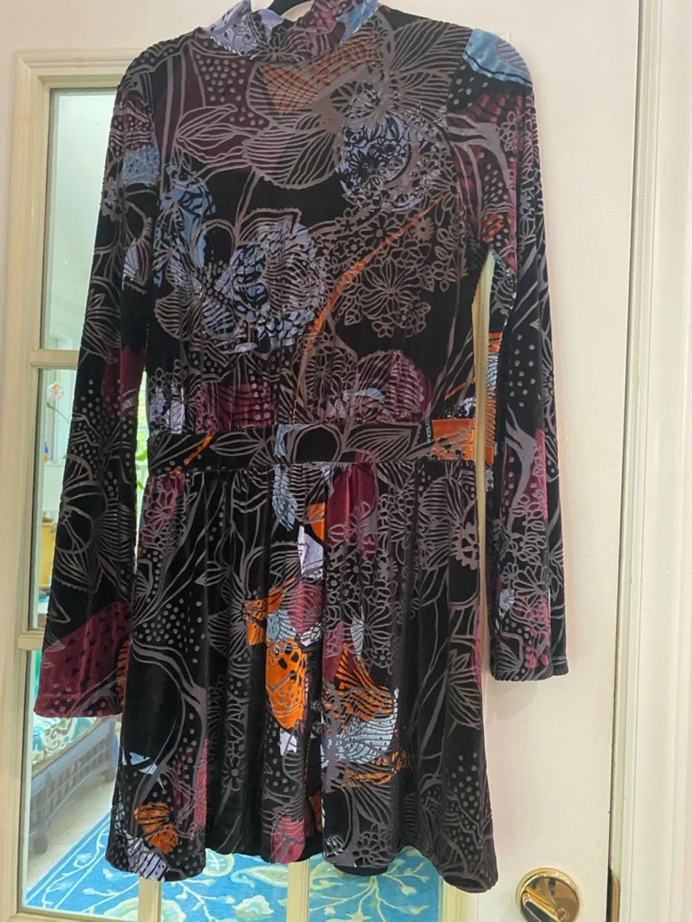 Free People velvet burnout backless mini dress - Picture 3 of 12